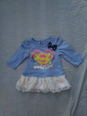 DC Comics Light Blue Supergirl Lace-Hem Tee with Bow